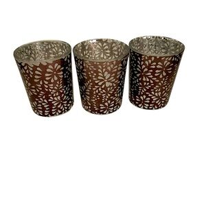 Yankee Candle Elegant Silver Floral Votive Candle Holders